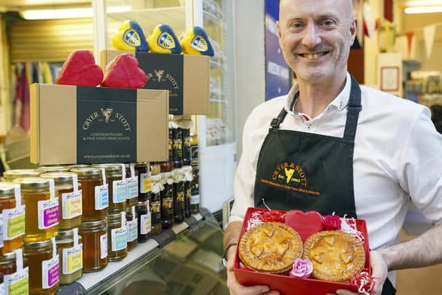 Stuart Holmes, Manager at Cryer & Stott's Pontefract store, who are making heart shaped pies for St Valentine's Day.
