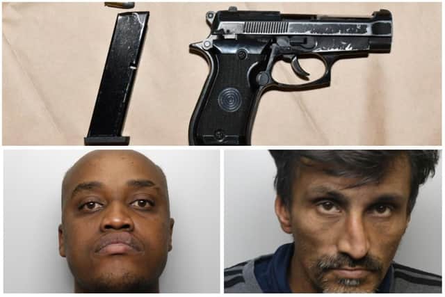 Nelson Ndikumana (bottom left) and Waheed Yaseen (right) have been jailed for almost 13 years after a firearm and thousands of pounds of Class A drugs were recovered during an operation in the district.