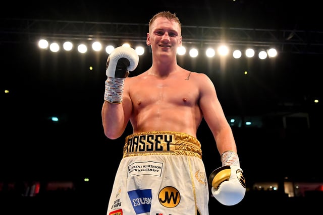 Jack Massey celebrates victory over Ian Tims after there eight-round cruiserweight contest at Manchester Arena on June 9, 2018.