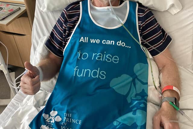 Simon is hoping to bounce back to fundraise for the hospice following hospital treatment  for pancreatitis and other complications which delayed his entrance into the Great North Run.