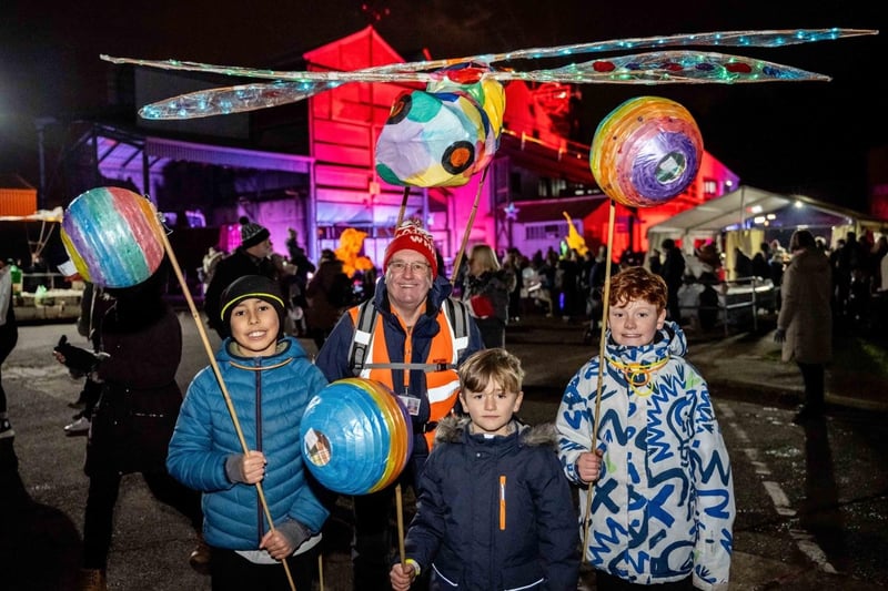 Families got crafty in the Makers’ Shed to make their lanterns before taking their place in the parade on Sunday, which saw bright and colourful characters, created by the local community.