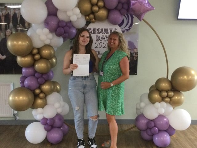 Caitlin Anderson celebrating her results at Outwood Academy Hemsworth