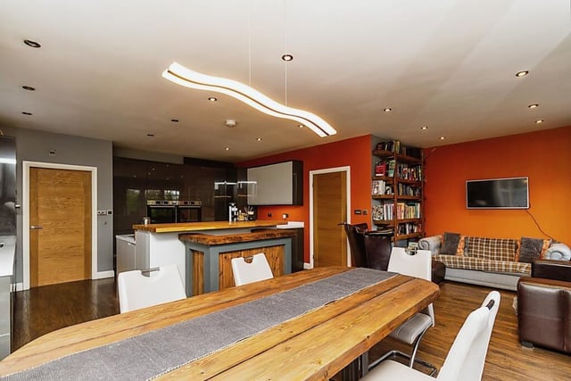Dining and family space within the open plan interior.