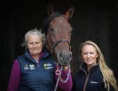 Trainer Julie Camacho and Good Racing Co Ambassdor Adele Mulrennan with Dolly's Delight