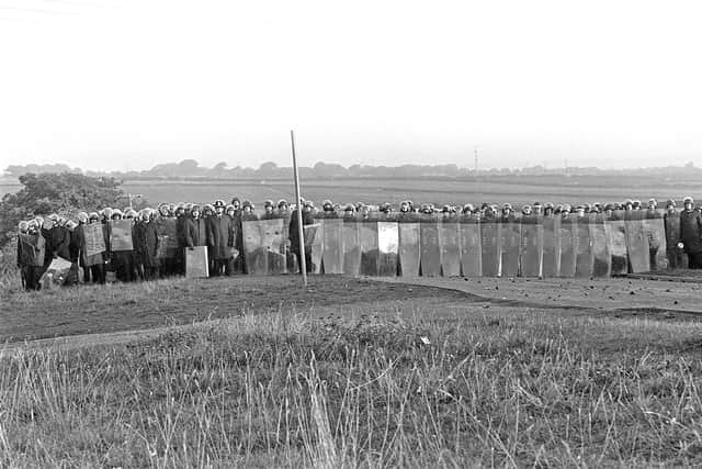 October 4, 1984, police lines at Woolley Colliery
