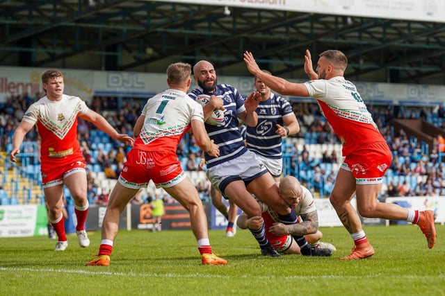 Johnathon Ford in the thick of the action on his return to action after injury for Featherstone Rovers.