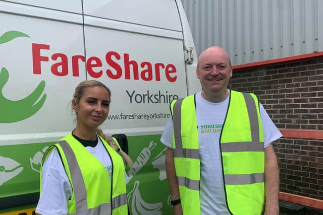 Colleagues from Yorkshire Building Society volunteer at FareShare's regional hub