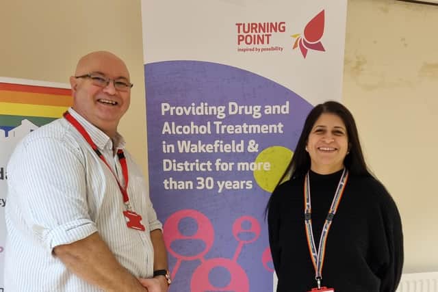 Rob Bray and Sheidah Haghighi from Turning Point Wakefield at the event which marked the start of LGBT History Month.