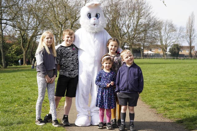 TheEaster B unny joined children for an Easter Egg hunt at Illingworth Park in Ossett.