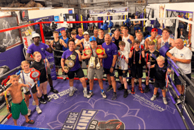 Farrah Cunniff said goodbye to the White Rose gym in Wakefield with a final picture with the boxers and coaches at the club.