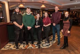 General manager Cameron Bibby with team members Nick Debney, Beth Dodds Amy Marchant, Megan Davies and Shaun Savage at the newly named The Bridge Inn, formerly the Ruddy Duck pub.