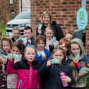Coun Michelle Collins launches Beat the Street with children from Purston Infant School.