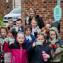 Coun Michelle Collins launches Beat the Street with children from Purston Infant School.