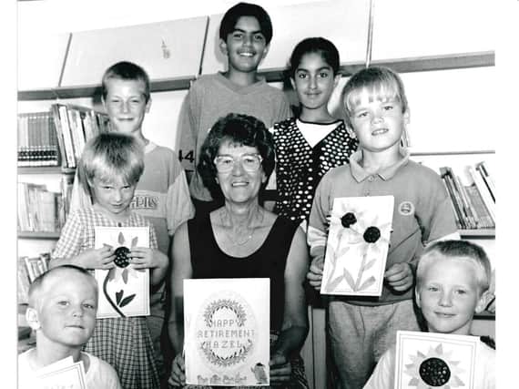 Sandal Magna Junior and Infants School. The retirement of headteacher Hazel
Jackson. Published in the Wakefield Express 11.8.1995.