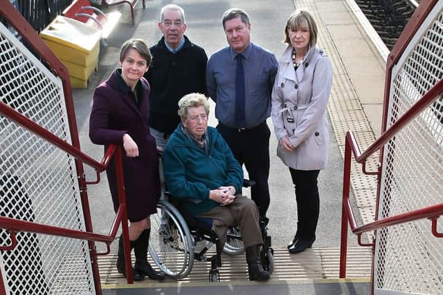 The problem at Pontefract Monkhill has been raised before. Wheelchair user Brenda Reevell has been a long-term campaigner for better access. She is pictured here in 2015 with Yvette Cooper and local councillors.