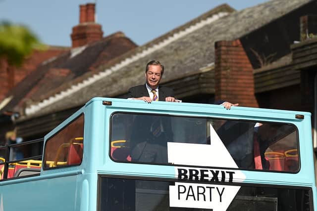 Nigel Farage visited Pontefract with the Brexit Party bus this morning.