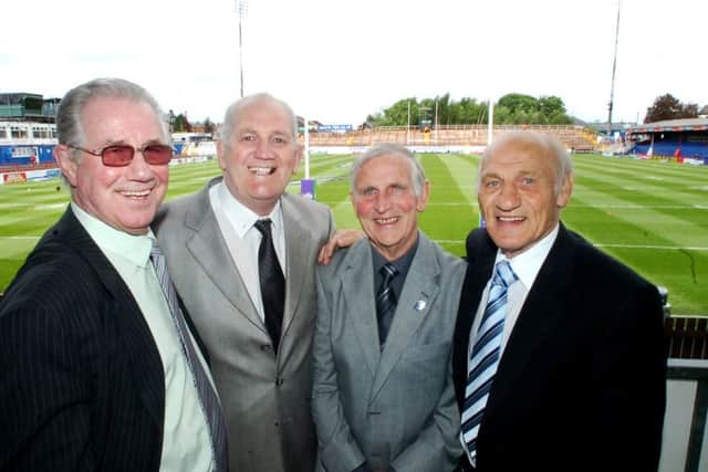 Harold with other Trinity greats Ian Brooke, Geoff Oakes and Ken Rollin.