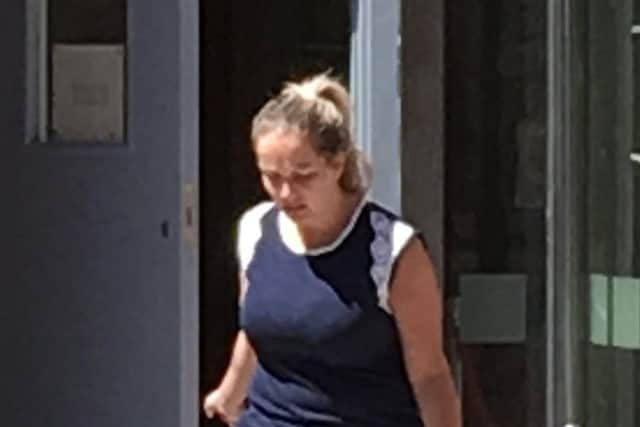 Emma Belcher leaving Leeds Crown Court.