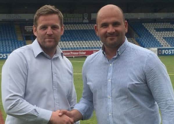 New Featherstone Rovers commercial manager Karl Pratt with general manager Davide Longo.
