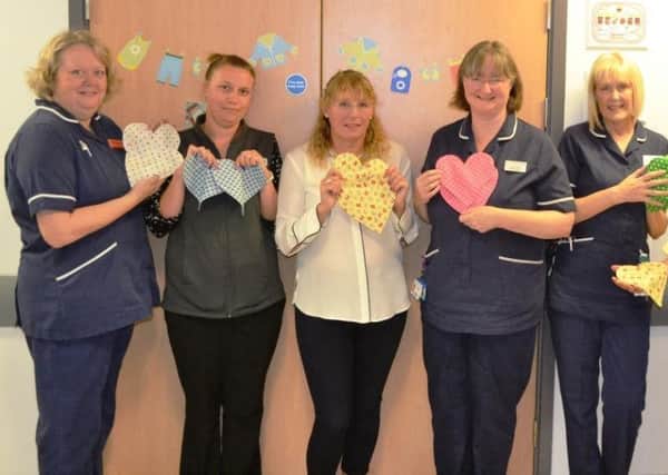 GIFT:  Ackworth Needles & Pins craft group has donated fabric hearts to the Neonatal Unit at Pinderfields.
