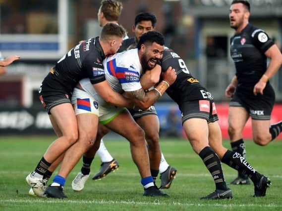David Fifita in action for Wakefield against St Helens. Picture: Jonathan Gawthorpe.