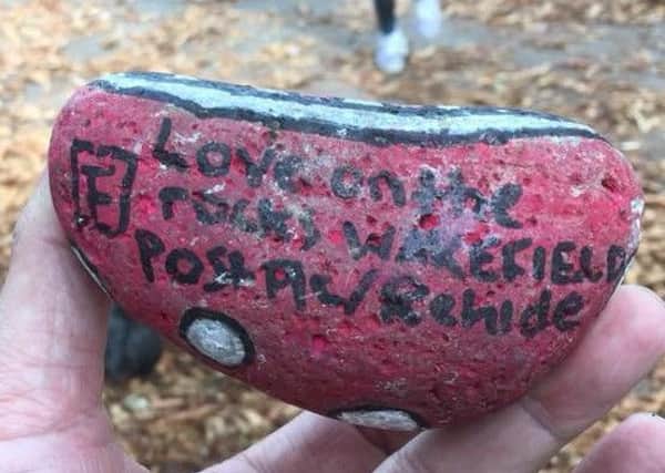 A painted rock found by Lindsay Jackson.