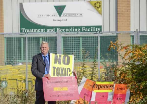 Paul Dainton, whose Residents Against Toxic Scheme (RATS) campaign group has battled on    environmental issues for 20 years, stands outside the HES plant.
