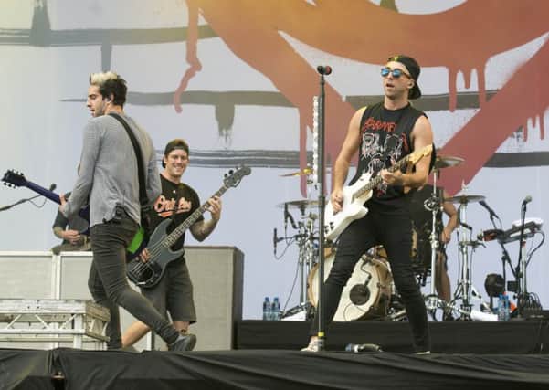 All Time Low on the main stage at the Leeds Festival at Bramham Park.