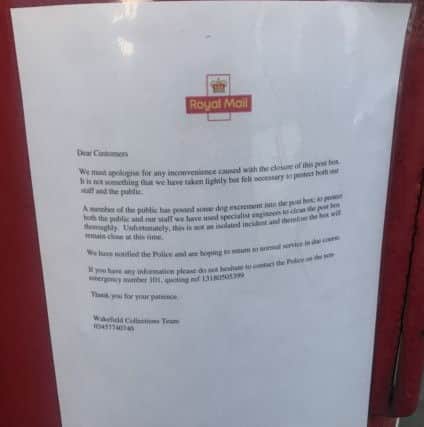 The letter was posted on the post box on Agbrigg Road.
