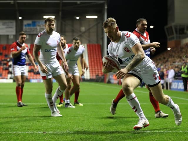 Wakefield winger Tom Johnstone who scored a hat-trick in England's win over France. PIC: Martin Rickett/PA Wire