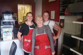 Caroline Skinner, owner Ruth Jones, and Hannah Ashton at Monty's Cafe on Westmorland Street, Wakefield.