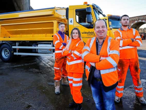 Coun Morley with members of the gritting team.