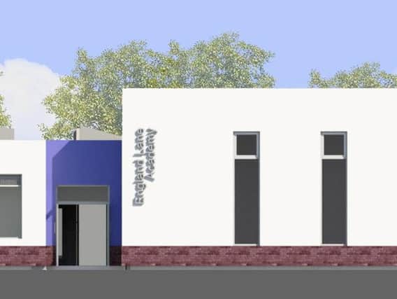 An artists' impression of the front of the new England Lane Primary Academy building.