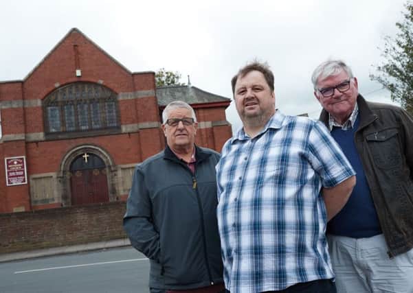 Mike Dixon, Alex Kear and Richard Sloan from the group  outside Airedale Methodist Church