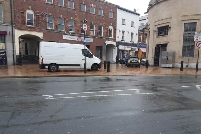 Vehicles parked on the pavement are a familiar sight in the city centre