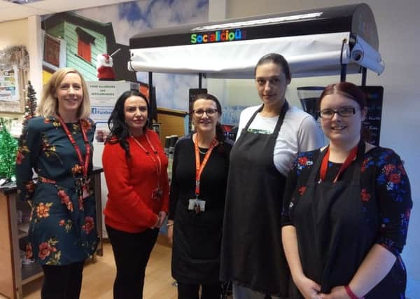 Left to right, operating manager Jo Rowe, senior recovery worker Amanda Sellers, caterer Rebecca Hilton, volunteer Tessa Curtis, and support worker Hayley Greenwood.