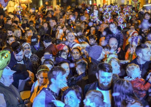 Crowds at the Christmas lights switch-on in Wakefield.