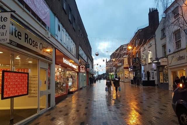Christmas in Wakefield city centre, but the high street shops that remain are at risk.