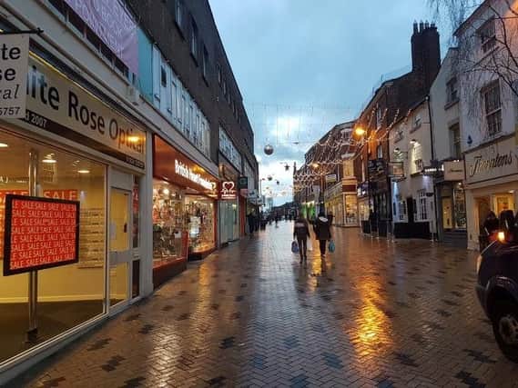 Christmas in Wakefield city centre, but the high street shops that remain are at risk.