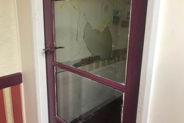 The vandalism included broken windows and smashed Christmas decorations.