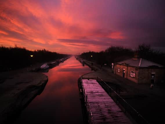 The Aire and Calder Navigation at sunrise.