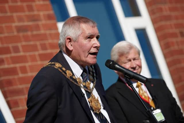 Mayor Stuart Heptinstall tried to intervene as Coun Harvey continued.