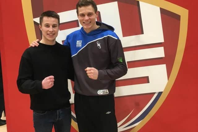 White Rose boxer Sam Appleton (right) with Callum Milner (left).