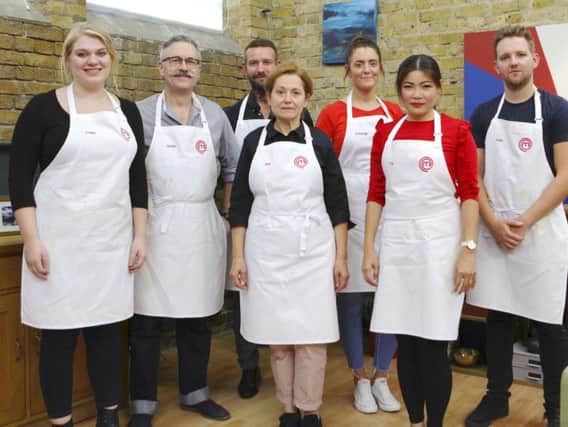 Phil, third from the left, with his fellow contestants. (Pic supplied by BBC/Shine TV Ltd)