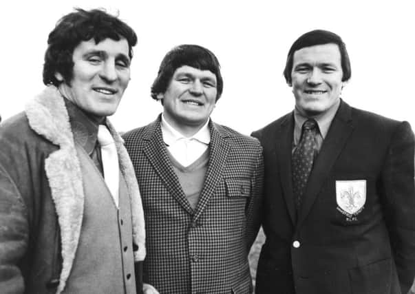 2nd December 1972, The three Fox brothers, who have set up a Rugby League record by each becoming a senior club coach. Left to right are Don Fox, who has taken over as first team coach at Batley, Peter Fox (first team coach at Featherstone Rovers) and Neil Fox (player-coach, with Wakefield Trinity).

Used in Yorkshire Sport Legends 2017 Calendar