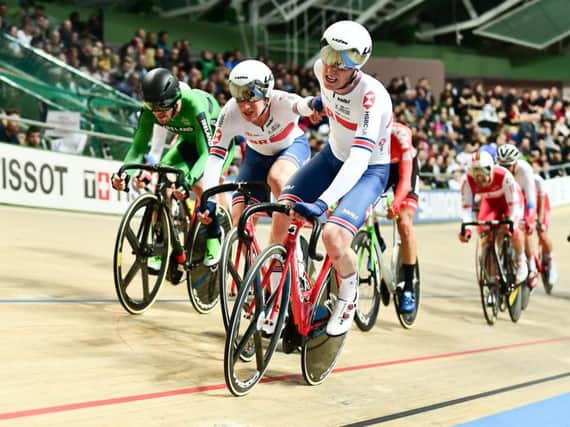 Great Britain's Ethan Hayter and Ollie Wood in the Madison Final. PIC: SWPix.com