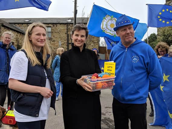 The pro-EU group delivered baskets of fruit to MPs, which they hoped would serve as a reminder of "some of the many blessings we enjoy as EU members."