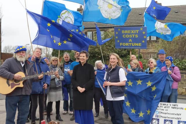 Mary Creagh with members of Yorkshire for Europe in Ossett on Friday afternoon.