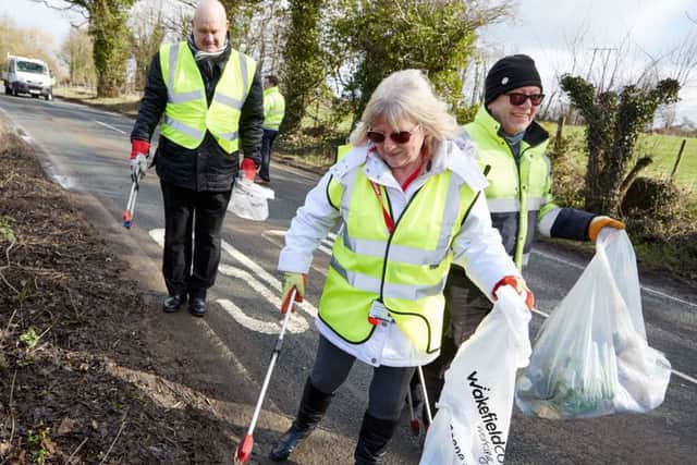 Litter: Councillor Cummings joined the litter pick on Monday.