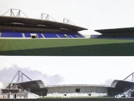 Designs for the 12,000 seater community stadium, which it now appears will never be built.